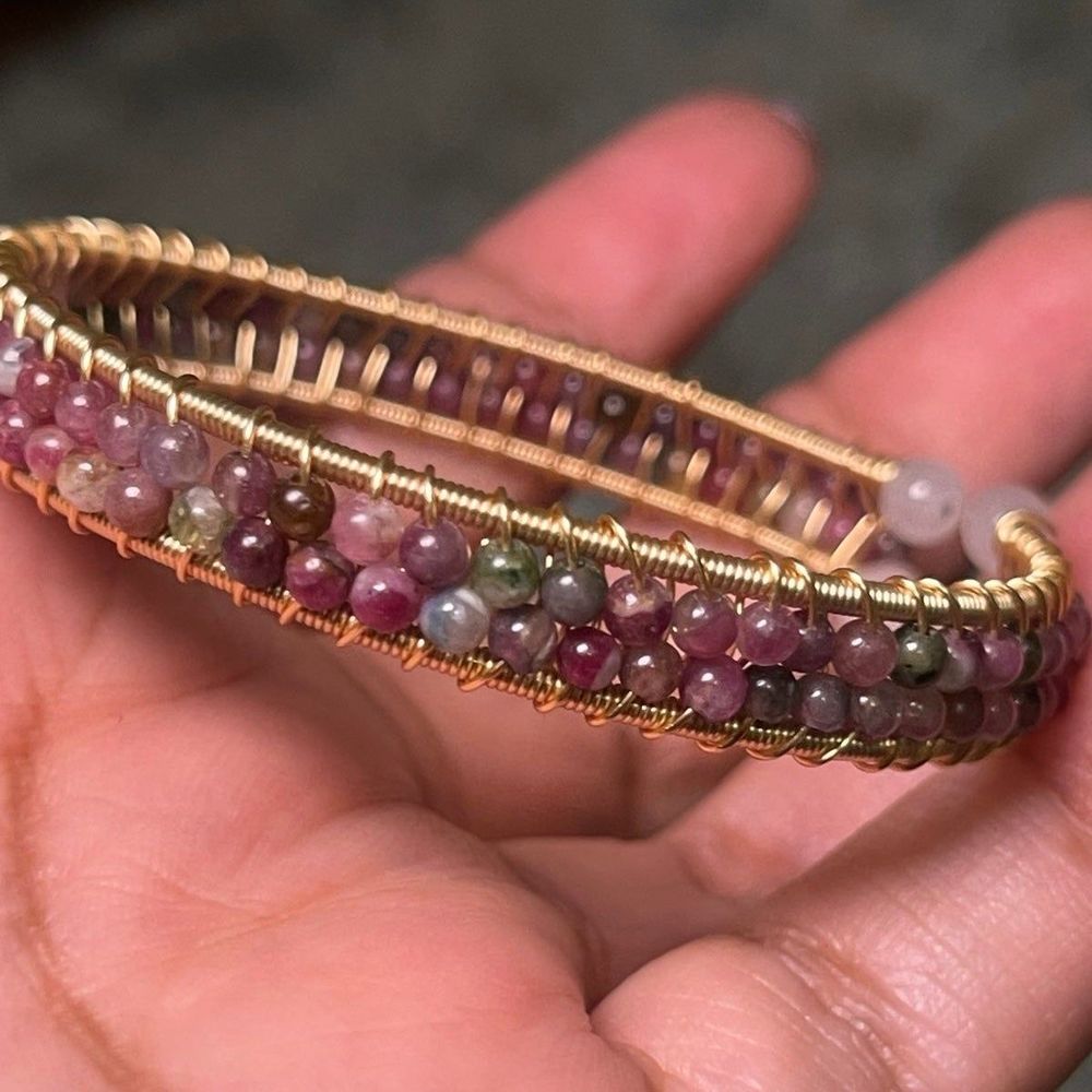 Rainbow Tourmaline Bangle Bracelet